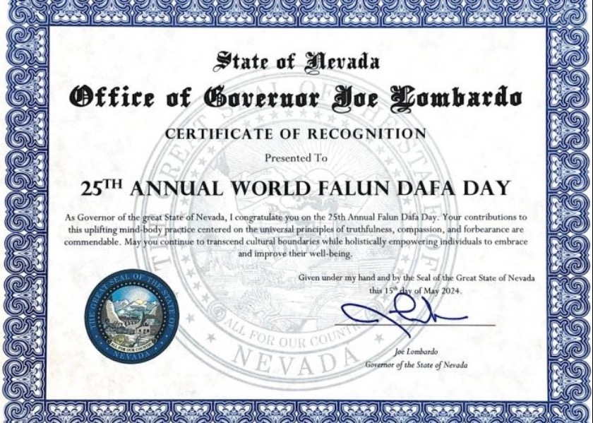 Image for article Nevada, USA: State and Local Officials Recognize Falun Dafa