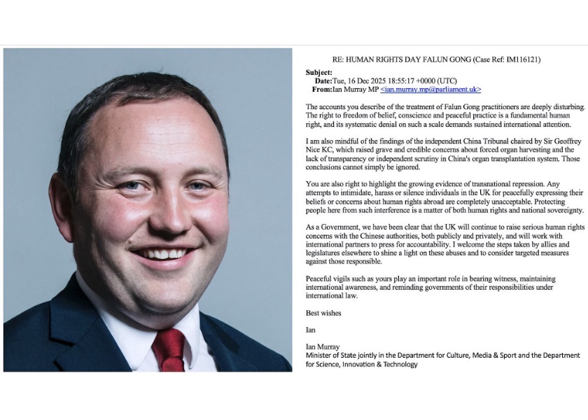 Image for article UK Minister of State Voices Support for Falun Gong Group's Human Rights Day Events