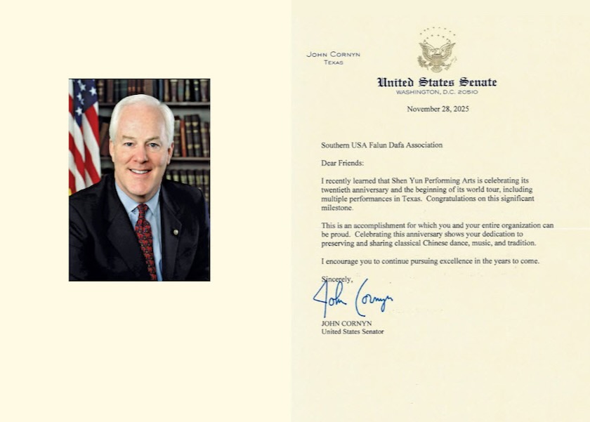 Image for article U.S. Senator Congratulates Shen Yun Performing Arts on Its 20th Anniversary